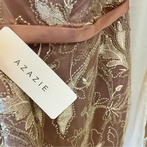 NWT Azazie "Zinnia" Bridesmaid Party Formal Embroidered Sequence Midi Dress Sz 6 - Picture 5 of 11